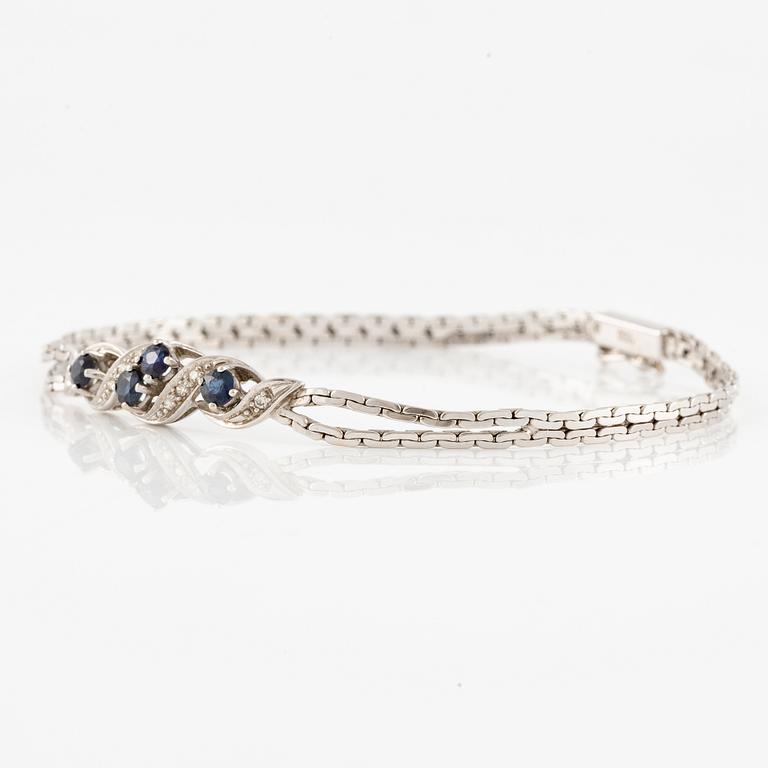 Arm bracelet, 18K white gold with small octagon-cut diamonds and sapphires.
