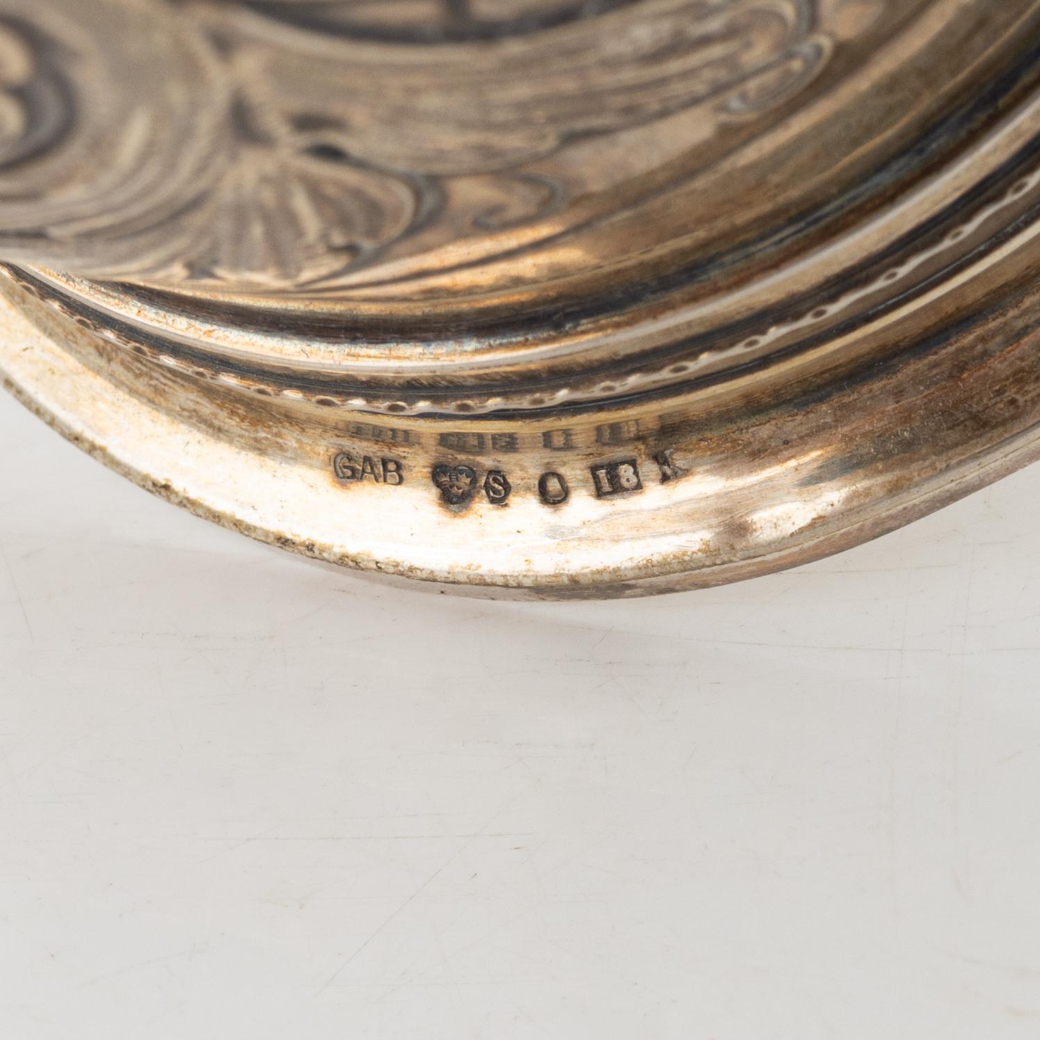 A Silver Box, Creamer and Beaker, including mark of GAB, Stockholm 1935.