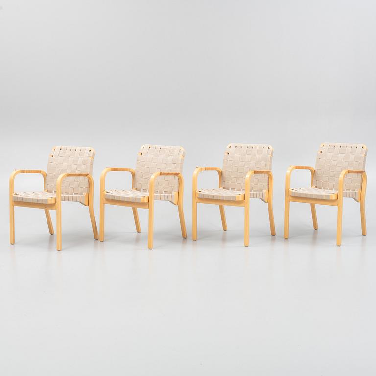 Alvar Aalto, armchairs, four pieces, model 45, Artek, second half of the 20th century.