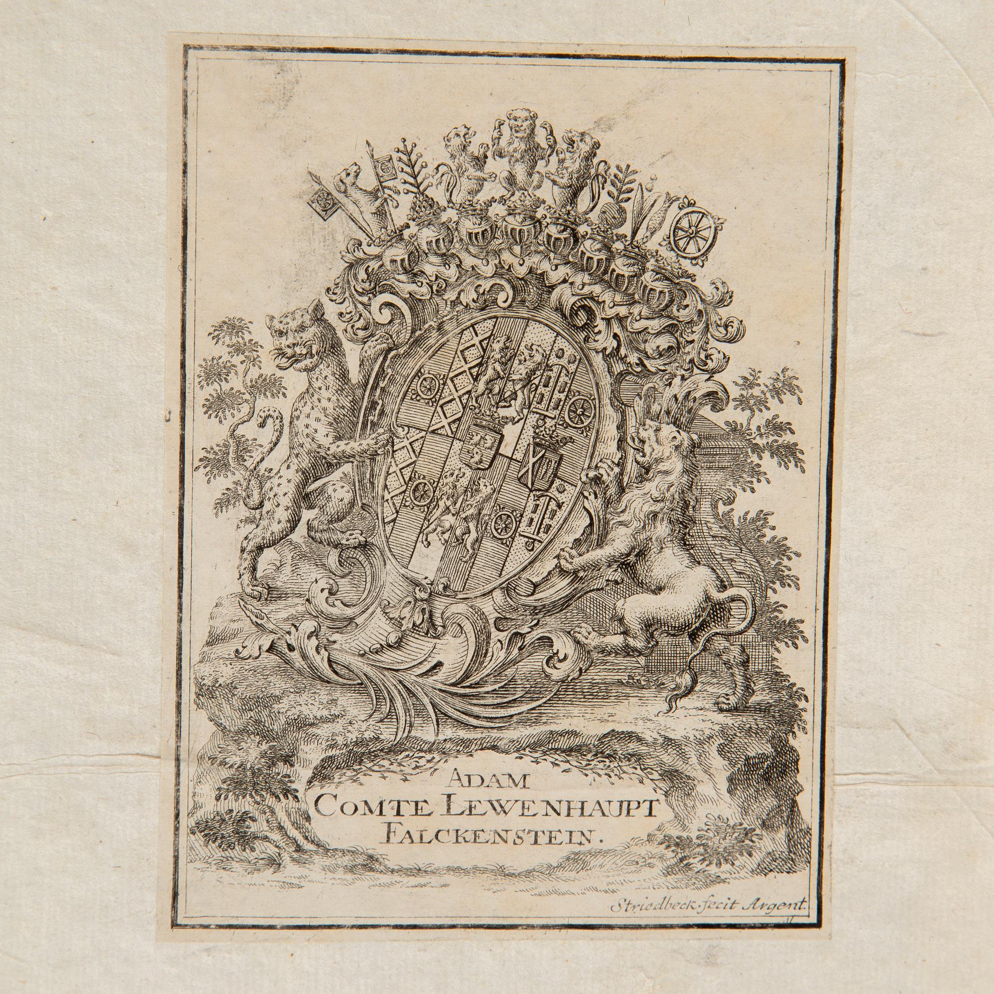 Provenance: Adam Lewenhaupt Falckenstein.