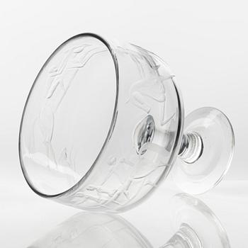 Erik Höglund, an engraved footed glass bowl, Boda, Sweden 1950/60s.
