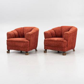 A pair of Swedish Modern armchairs, Gothenburg, 1930s.