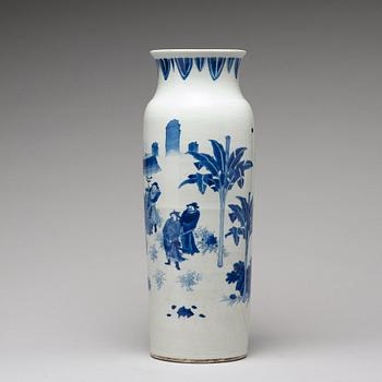 A large blue and white Transitional "Rolwagen" vase, 17th Century.