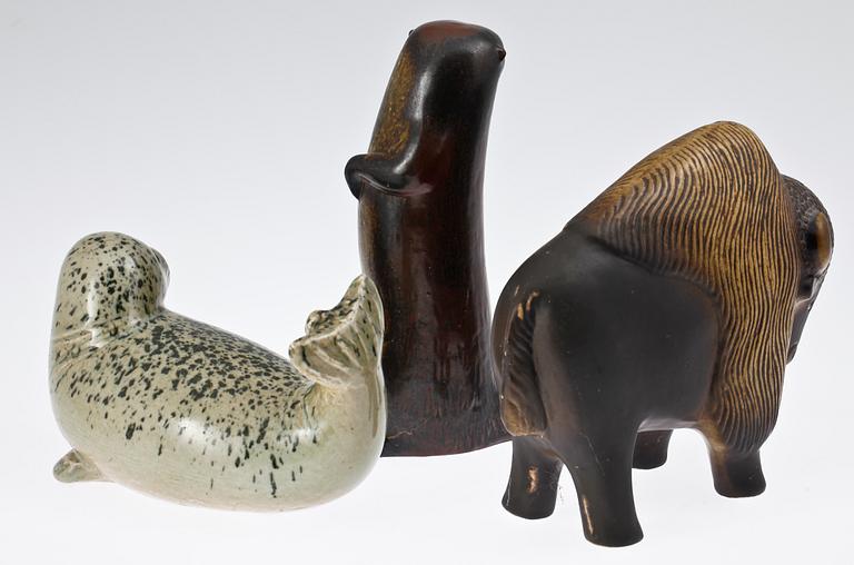 FIGURINER, 3 st, keramik, Lisa Larson Gustavsberg.