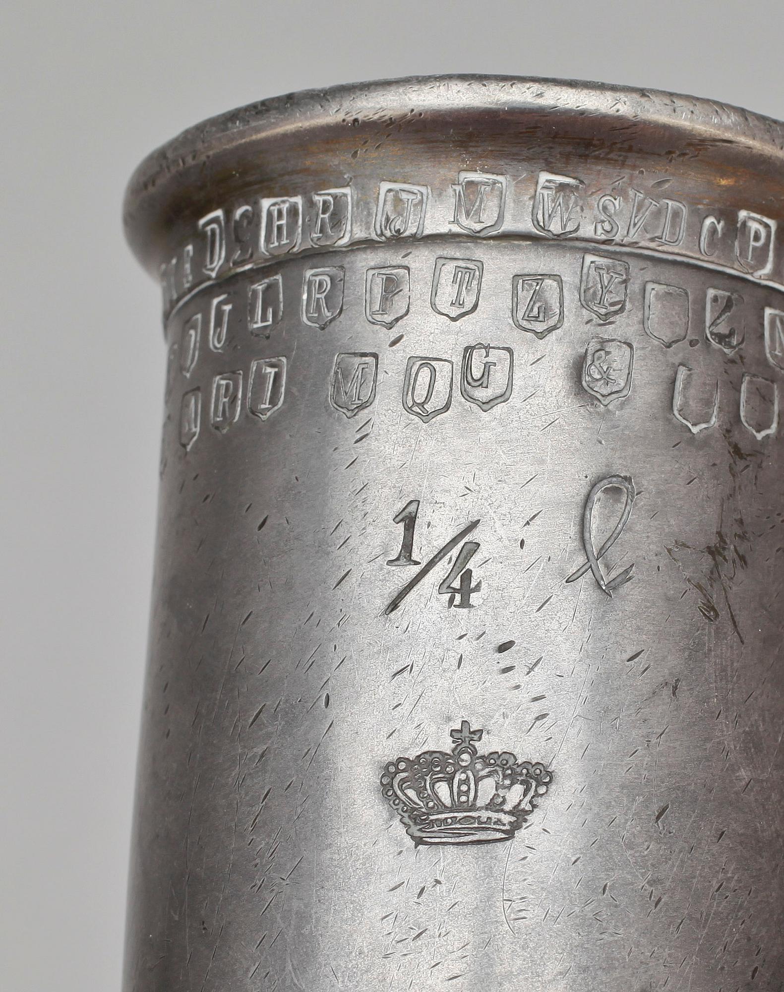 MÅTTSATS, 14 st, tenn, 1800-tal.