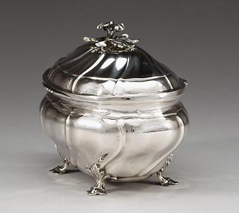 A Swedish 18th century silver sugar-casket, makers mark of Jonas Thomasson Ronander, Stockholm 1766.