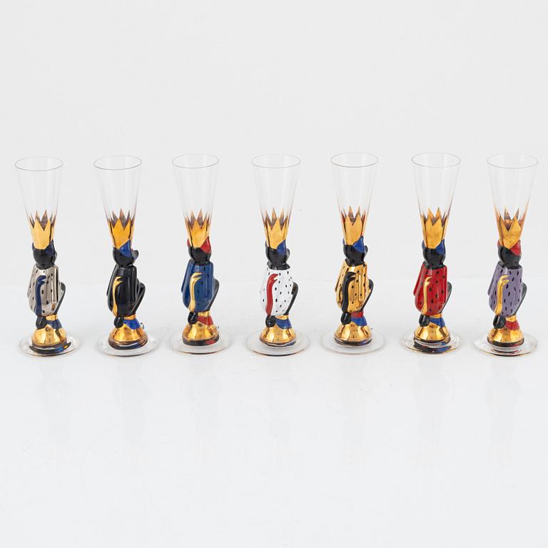 Gunnar Cyrén, snapsglas, 7 st, "Smådjälvar", Nobel, Orrefors.