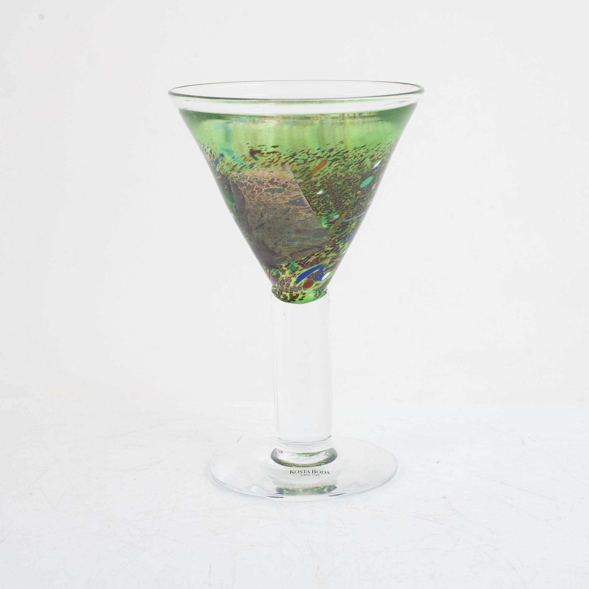 Bertil Vallien, coctailglas 10 st, "Satellite", Kosta Boda.