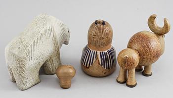 FIGURINER, 4 st, stengods, Lisa Larson, Gustavsberg, 1900-talets andra hälft.