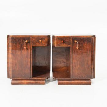 Bedside tables, a pair, first half of the 20th century.