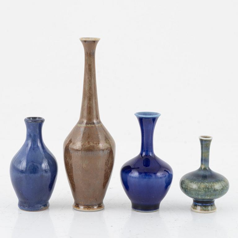 18 miniature stoneware vases and bowls, including Höganäs, Stig Lindberg and Bernt Friberg.