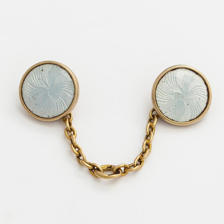 Kultanapit, 14K (56) kultaa, emalia, Pietari, vuosidan vaihde 1800/1900.