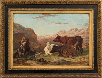 Unknown artist 19th century, Resting cows.