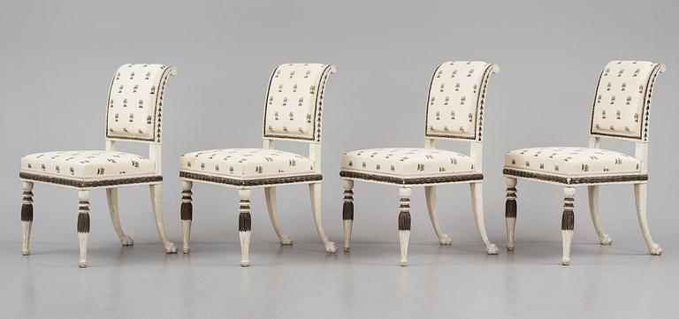 A set of four late-Gustavian chairs, Stockholm, late 18th century.