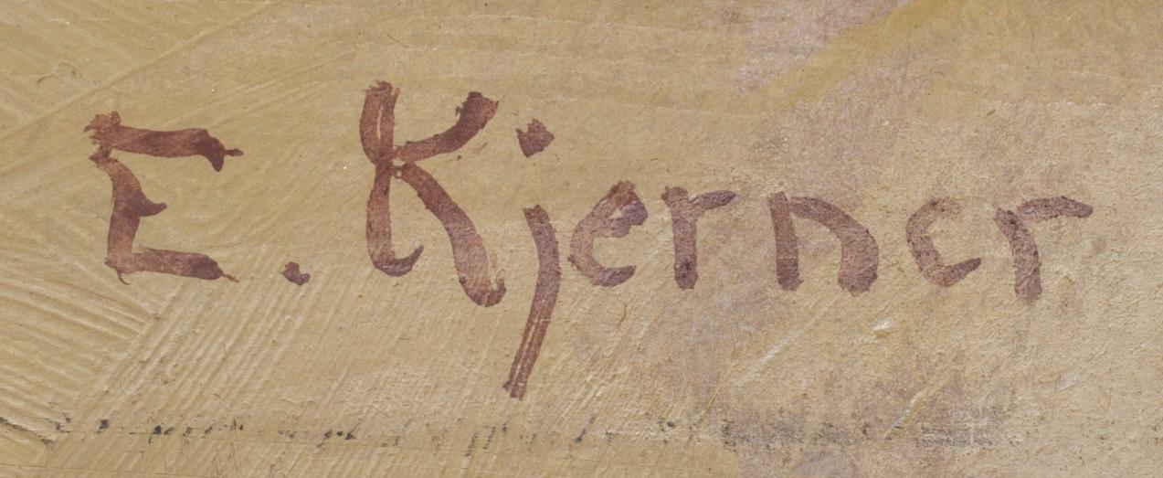 ESTHER KJERNER, olja på pannå, signerad.