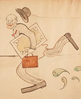 Carl Larsson, utförd 1884. Akvarell och kol på papper uppklistrad på duk.