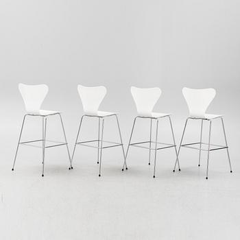 Arne Jacobsen, four 'Series 7' bar chairs, Fritz Hansen, Denmark, 2013.
