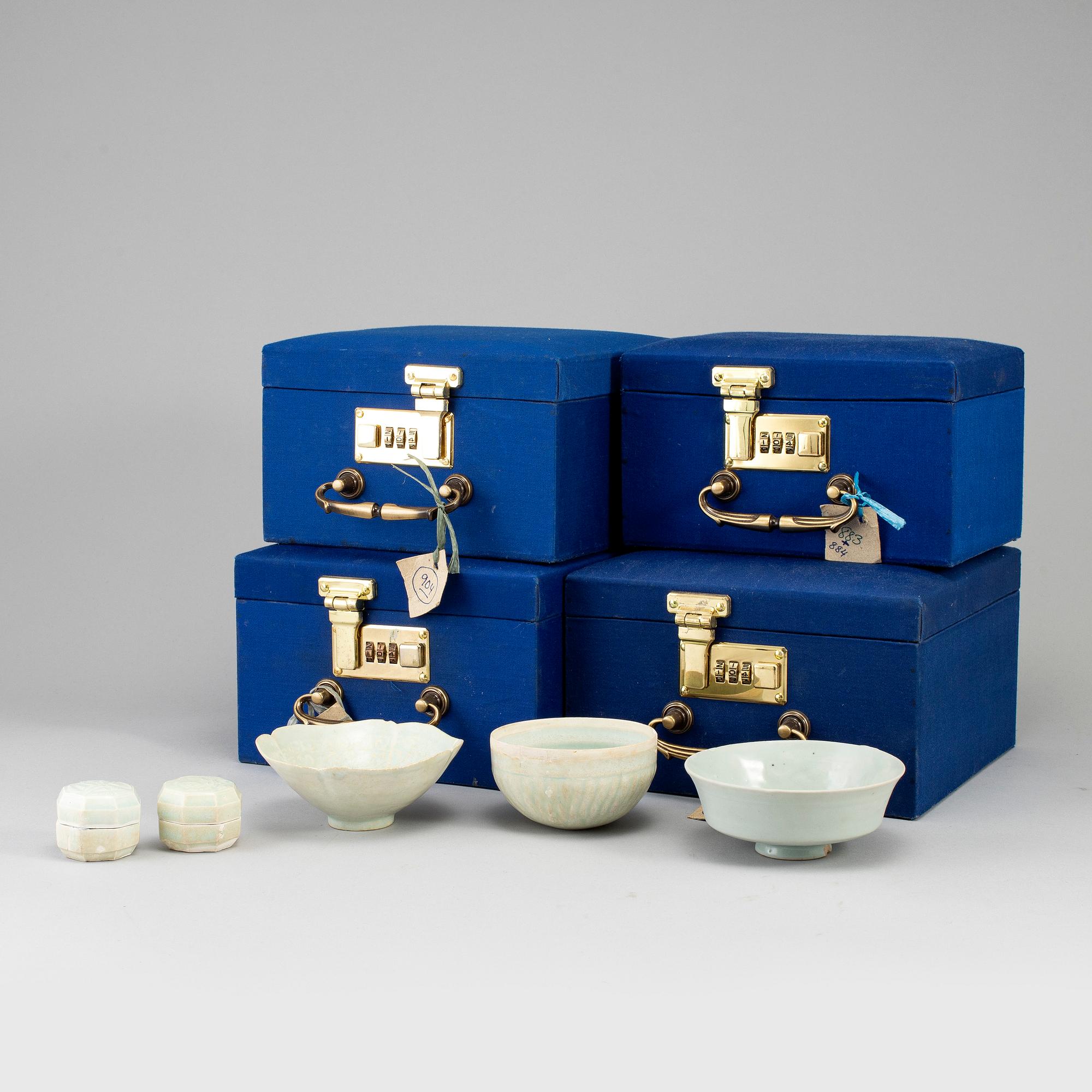 A group of pale celadonglazed  ceramics, South East Asia, Songstyle.