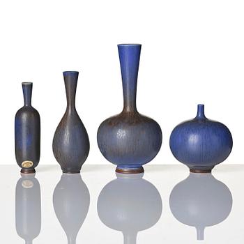 Berndt Friberg, a set of nine miniature stoneware vases, Gustavsberg Studio 1967-71.