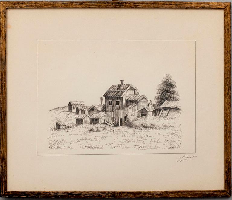 ETSNINGAR, 4 st, enligt Rudolf Åkerblom, märkta A. Meller -33.