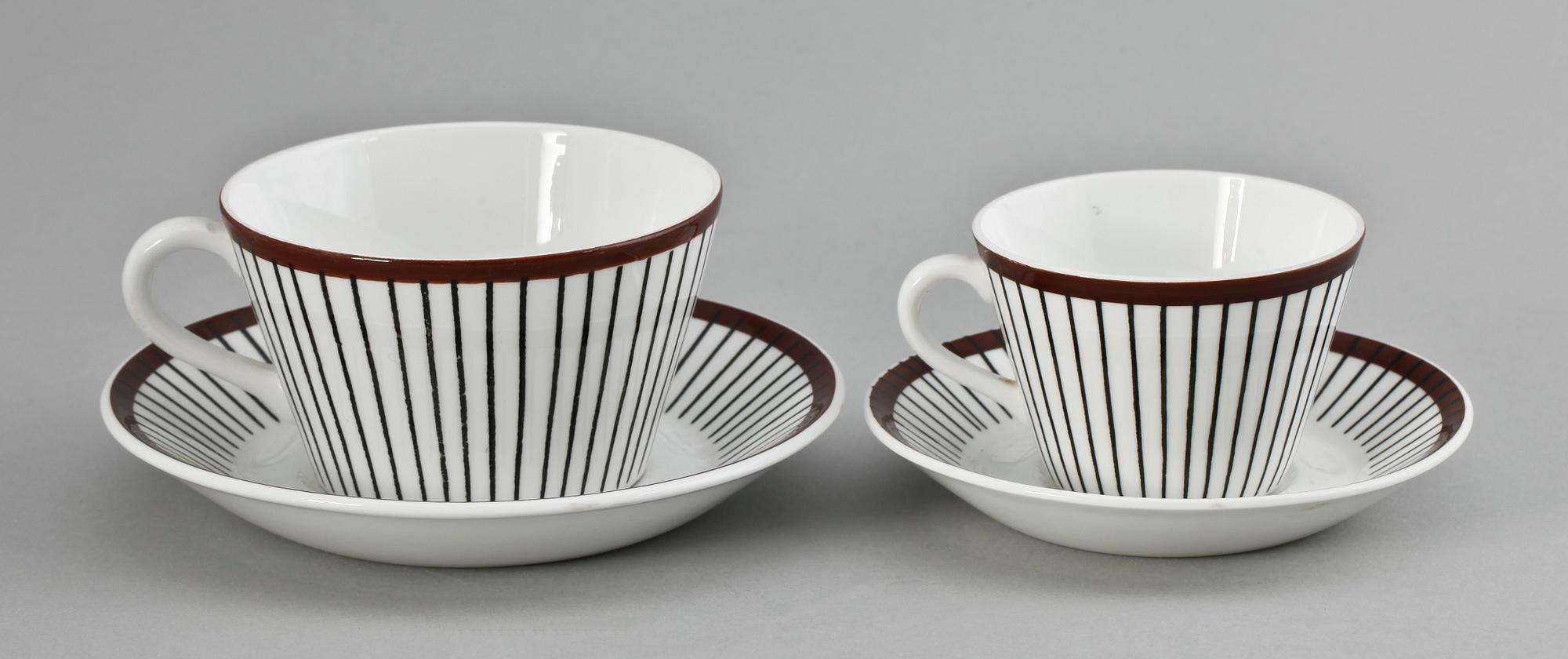 SERVIS, 36 delar, flintgods och benporslin, "Spisa Ribb", Stig Lindberg, Gustavsberg.