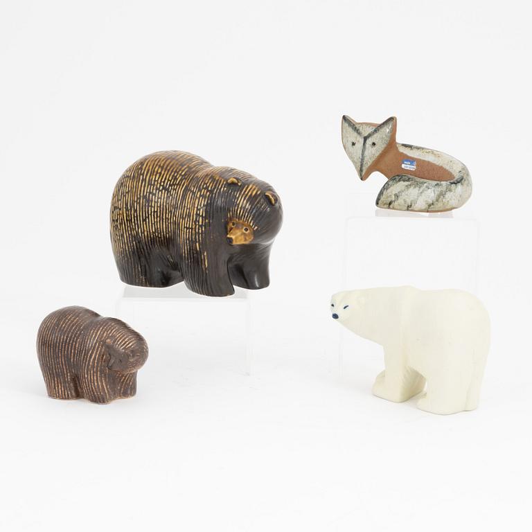 Lisa Larson, a set of four stoneware figurines, Gustavsberg.