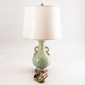 A 20th century Chinese celadon porcelain table lamp.