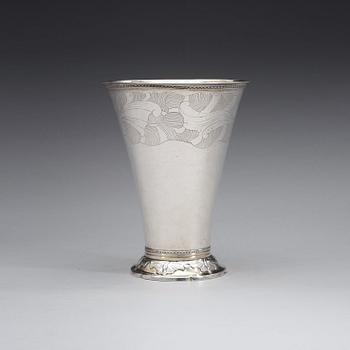 A Swedish 18th century parcel-gilt beaker, marks of Petter Julin, Köping 1761.