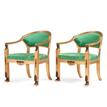 A pair of late Gustavian armchairs, Stockholm, around 1800.