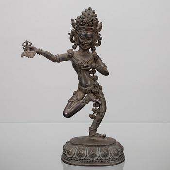 SKULPTUR, patinerad mässing, Tibet 1900-talets senare hälft.
