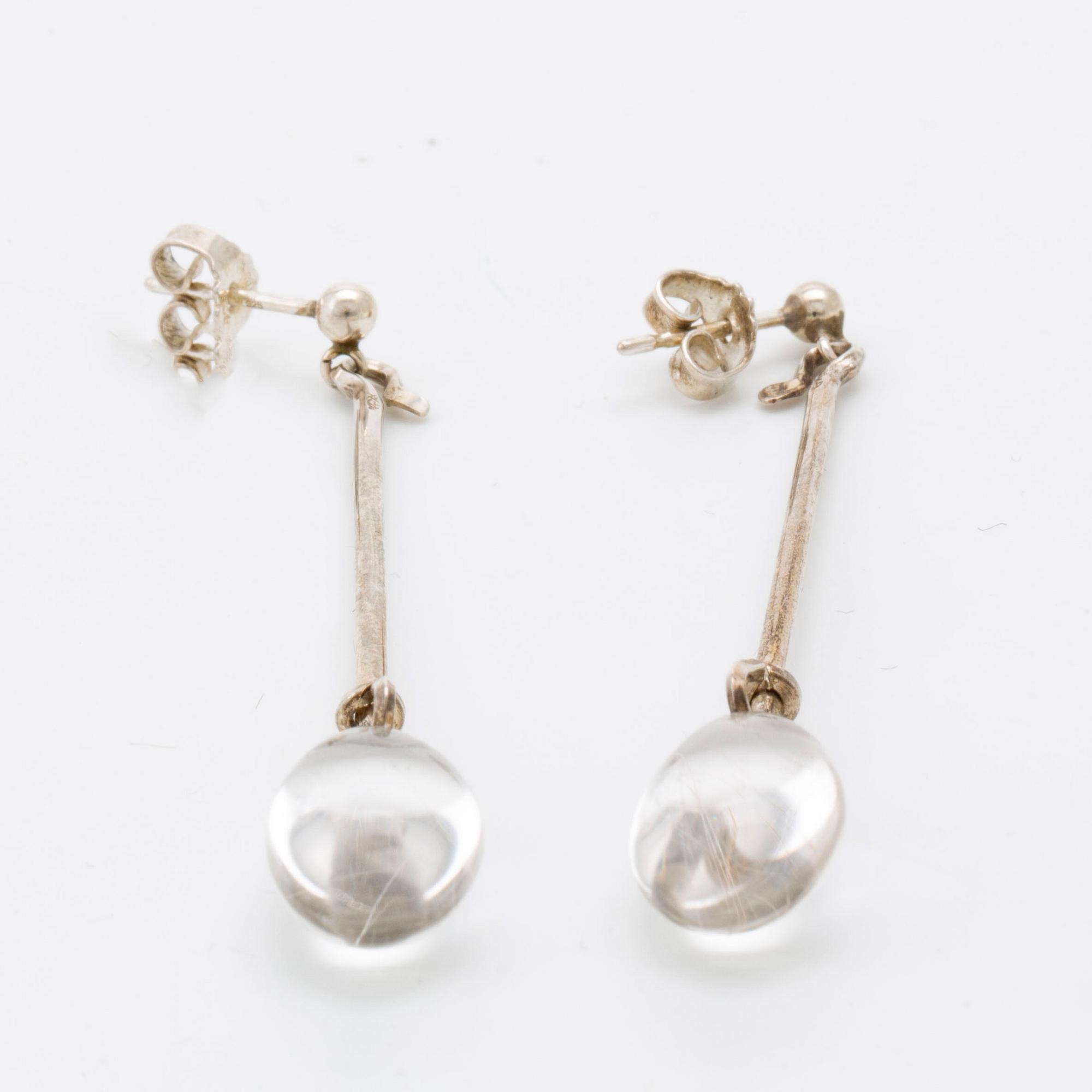 Georg Jensen silver och bergkristall Torun Bülow-Hübe, höjd ca 6 cm, originalask.