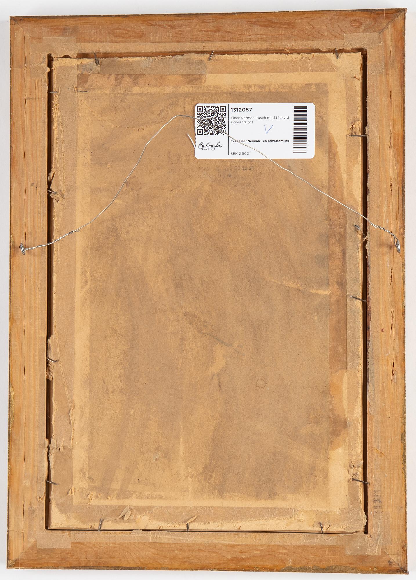 Einar Nerman, tusch med täckvitt, signerad.