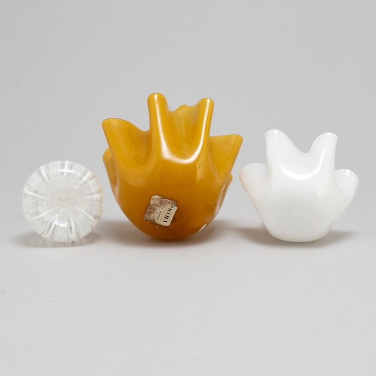 FULVIO BIANCONI & PAOLO VENINI, bland annat, vaser 3 st, glas, Venini, Murano.