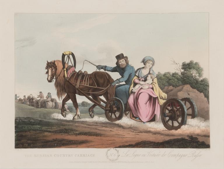 Hand-coloured aquatints, 2 pcs.