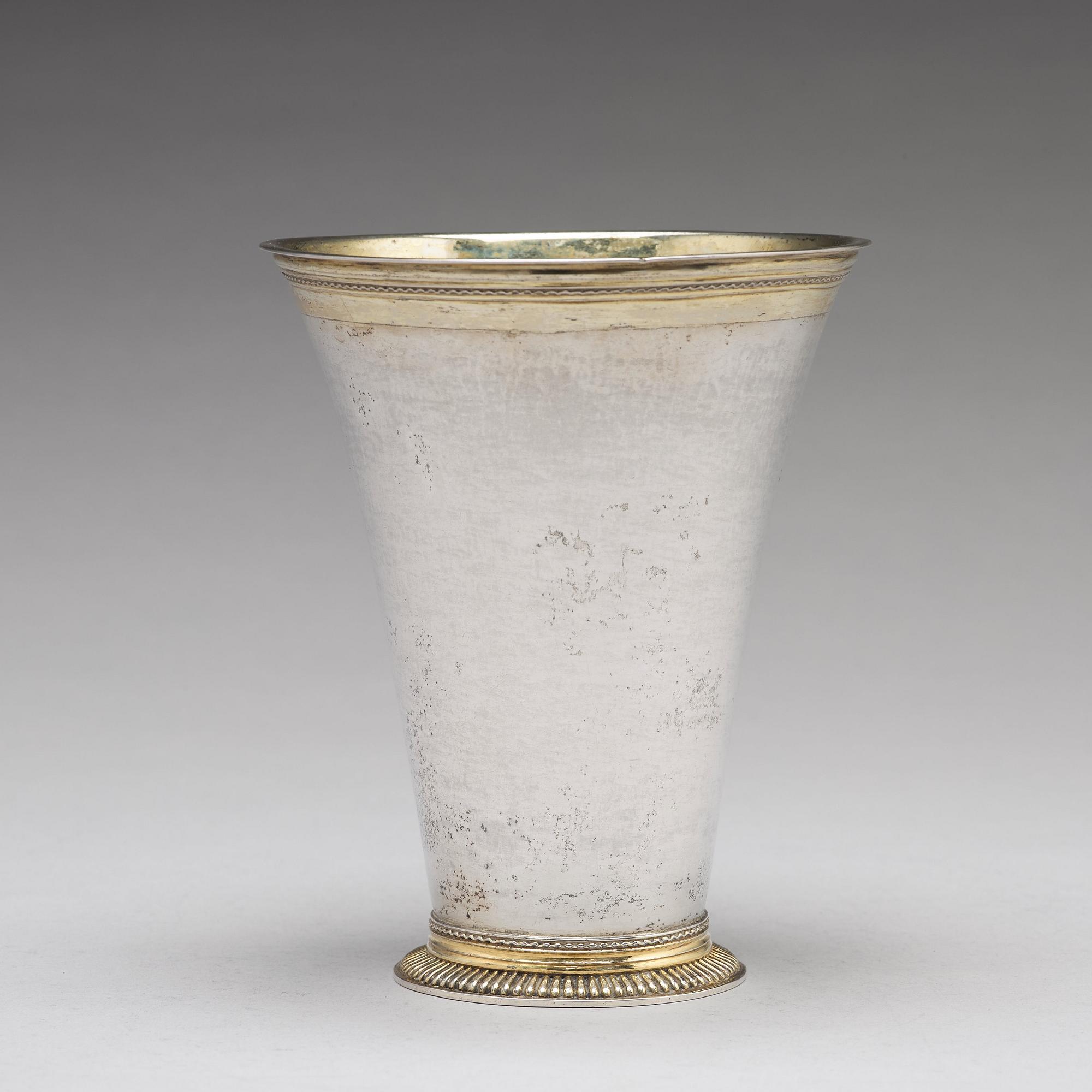A Swedish 18th century parcel-gilt silver beaker, mark of Peter Gadd, Kristianstad 1776.