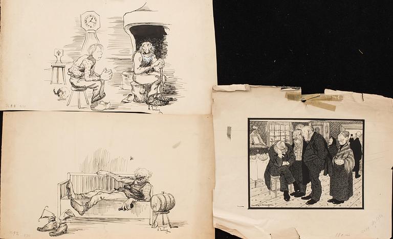 ANDERS FORSBERG, 3 ink drawings, signed.