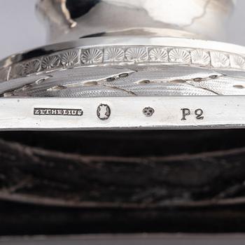 A pair of Swedish 18th century silver candelsticks, marks of Pehr Zethelius, Stockholm 1797.