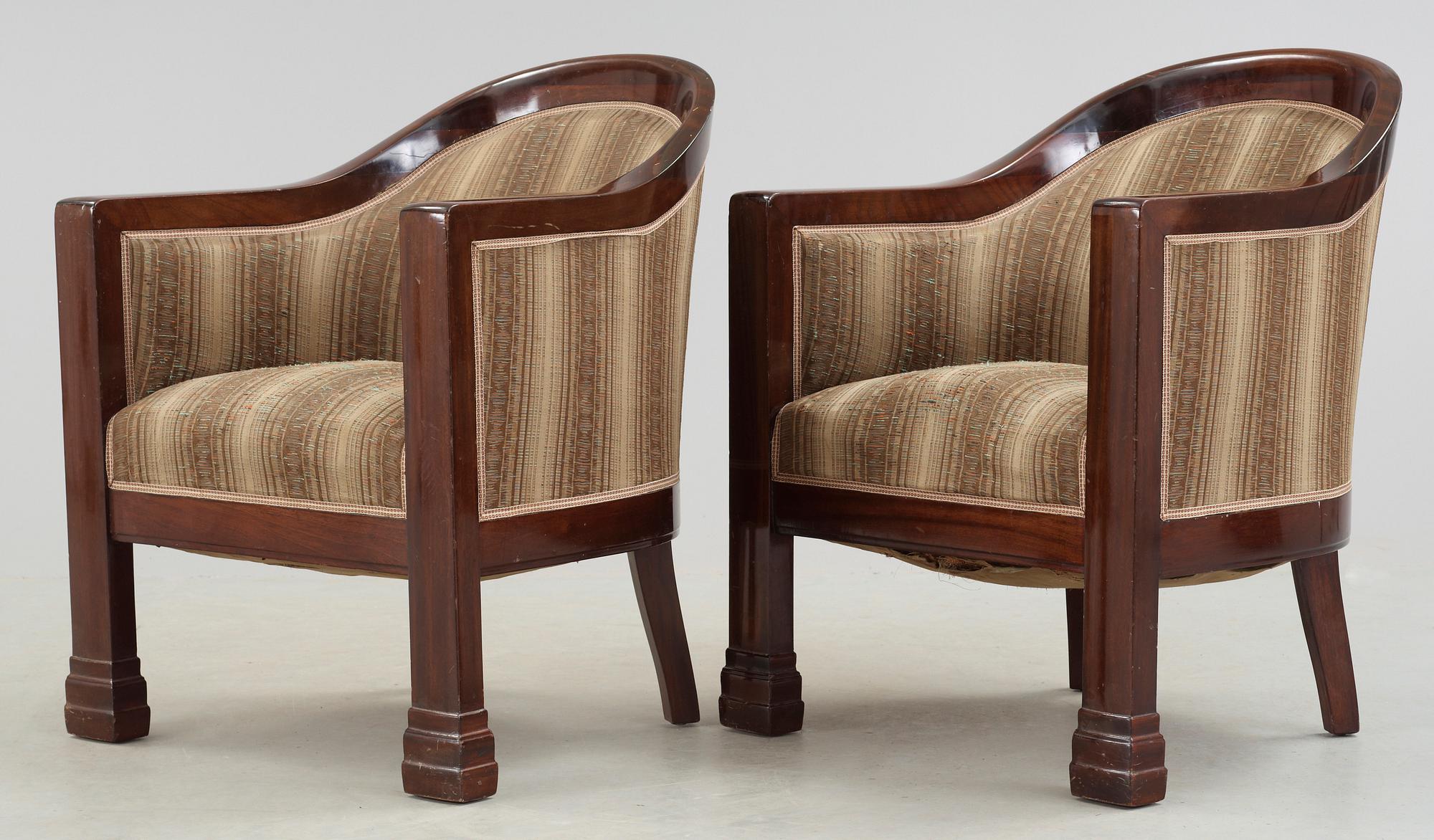 FÅTÖLJER, ett par, art deco, 1920/30-tal.