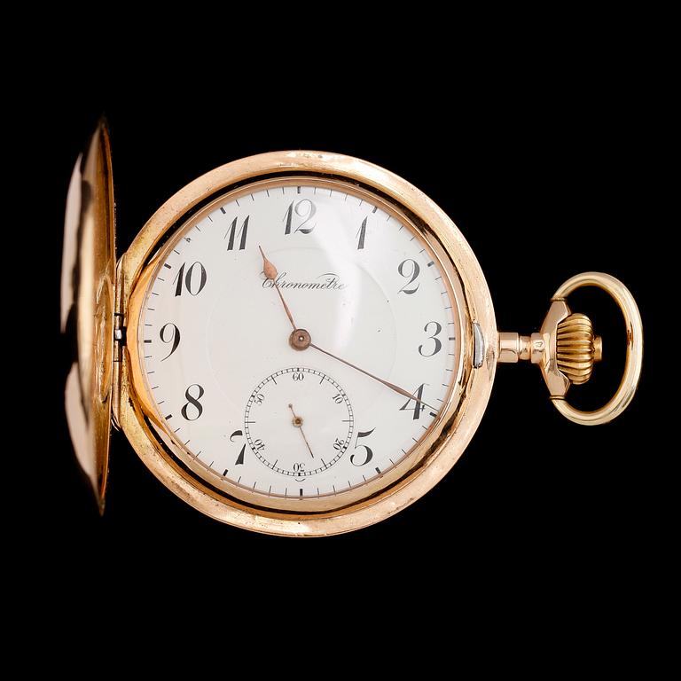 FICKUR, 14K guld, savonett, märkt Chronometre, 1900-talets första hälft.