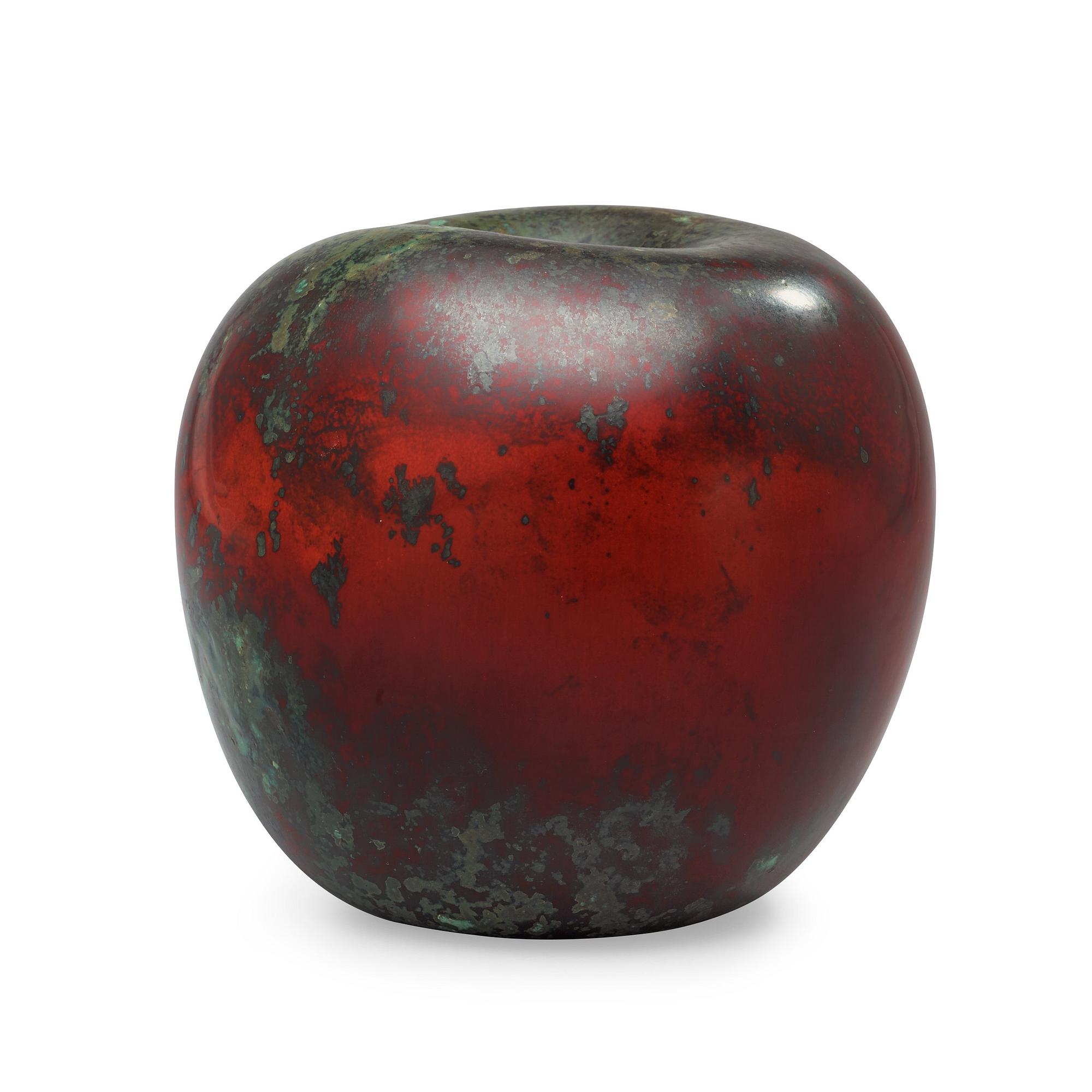 A Hans Hedberg faience apple, Biot, France.