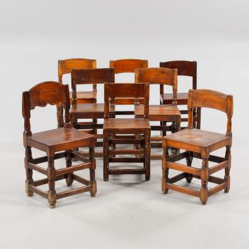 Nine chairs, 19th century.