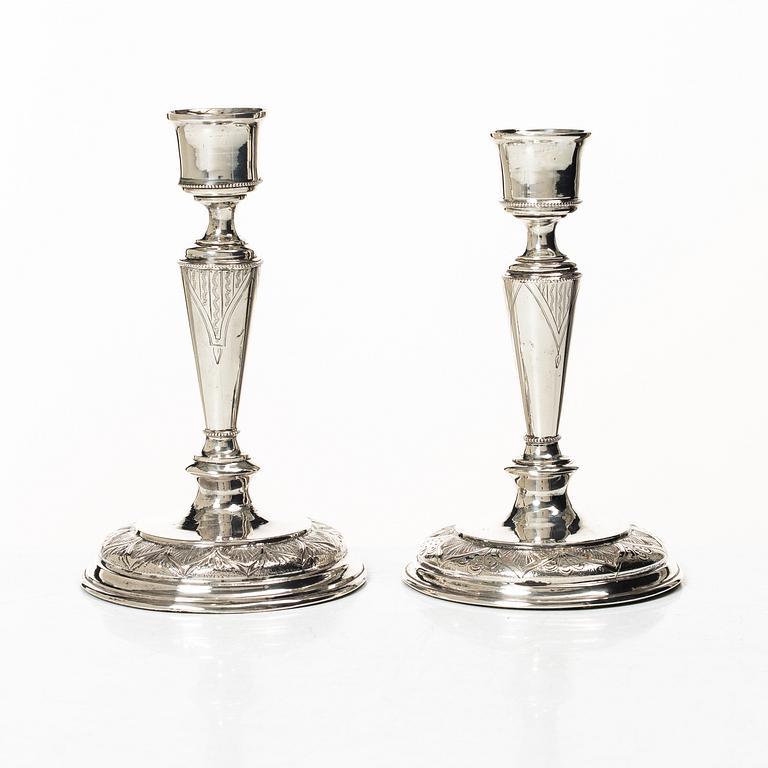 Samuel Pettersson, a pair of silver candlesticks, Linköping, 1879.