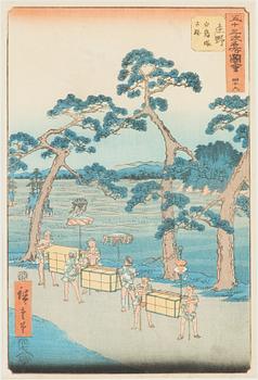 Ando Utagawa Hiroshige, after, two woodblock prints.