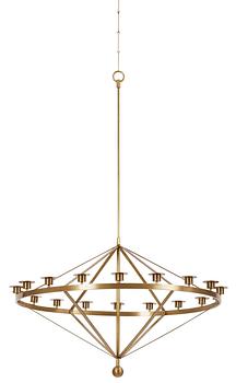 33. A Sigurd Persson 18 light brass chandelier, Sweden 1960's.