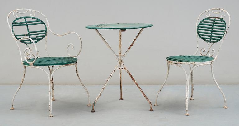 TRÄDGÅRDSMÖBLER, 7 delar, omkr 1900-talets mitt.