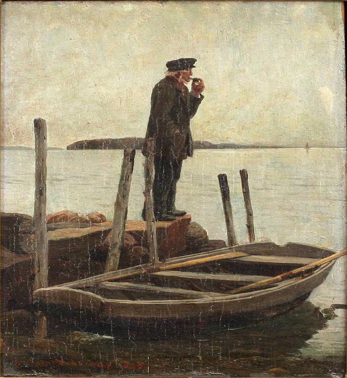WILHELM DAHLBOM, olja på pannå, sign (dubbelt) och dat 82 resp 1883.