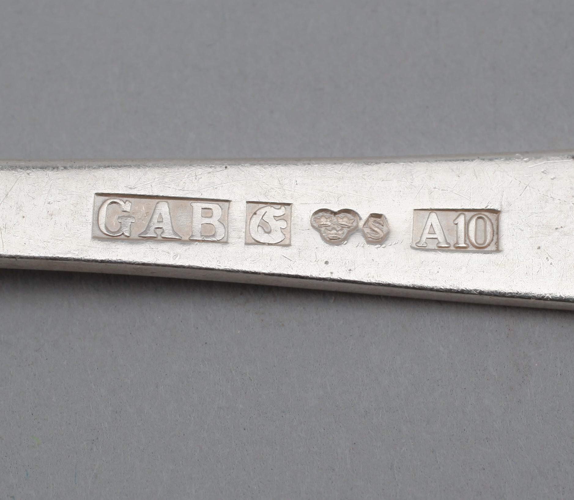 BESTICK, 45 delar, silver, "Rosenholm", GAB, Stockholm. Vikt med stålblad ca 2072 gram.