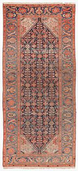 An antique Malayer carpet, west persia c 349 x 157 cm.