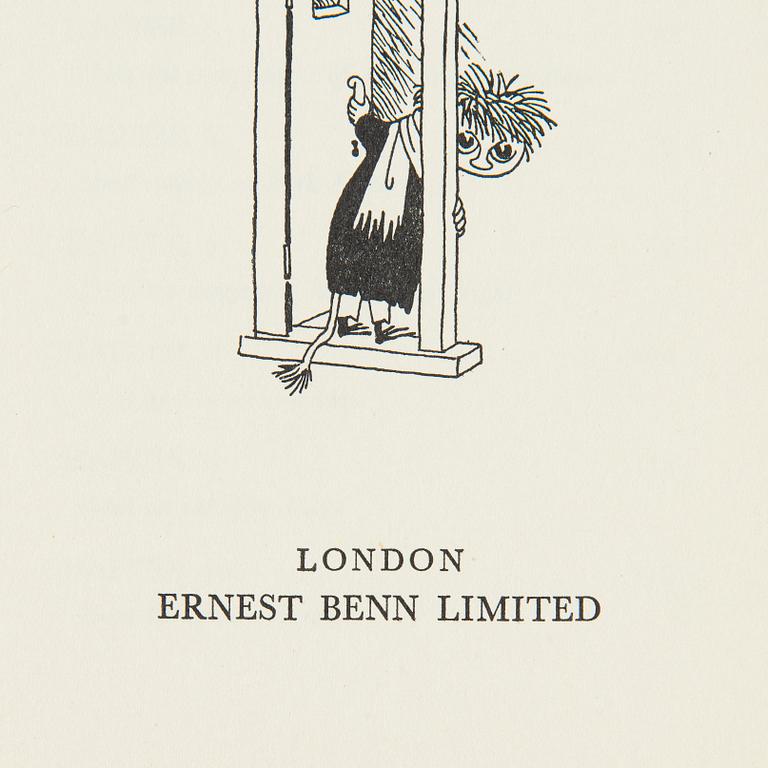 Tove Jansson, Bok 1 upplagan "Moominsummer Madness", Limited Ernest Benn London 1955.