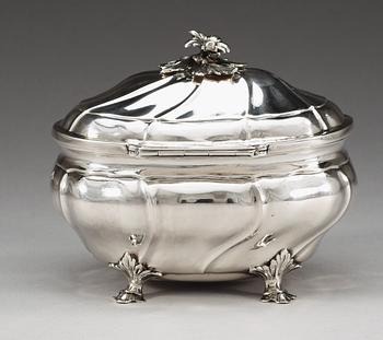 A Swedish 18th century silver sugar-casket, makers mark of Jonas Thomasson Ronander, Stockholm 1766.